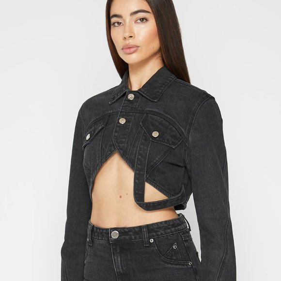 Maniere De Voir Cropped Carpenter Denim Jacket - Picture 4 of 9